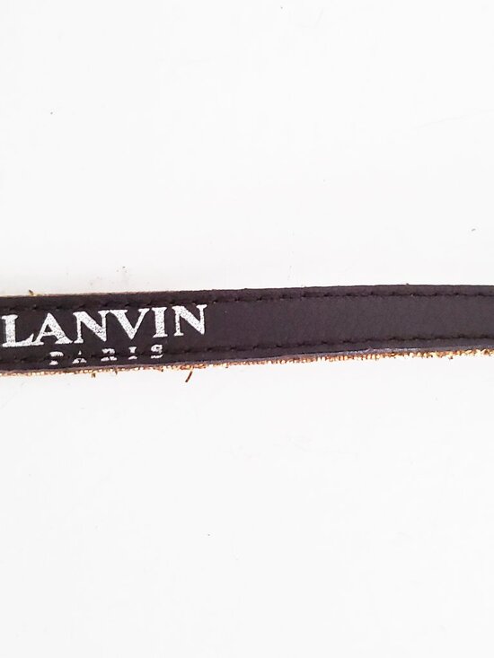 Lanvin Vintage Gold Lame Black Crystal Buckle Skinny Belt Small main image 7